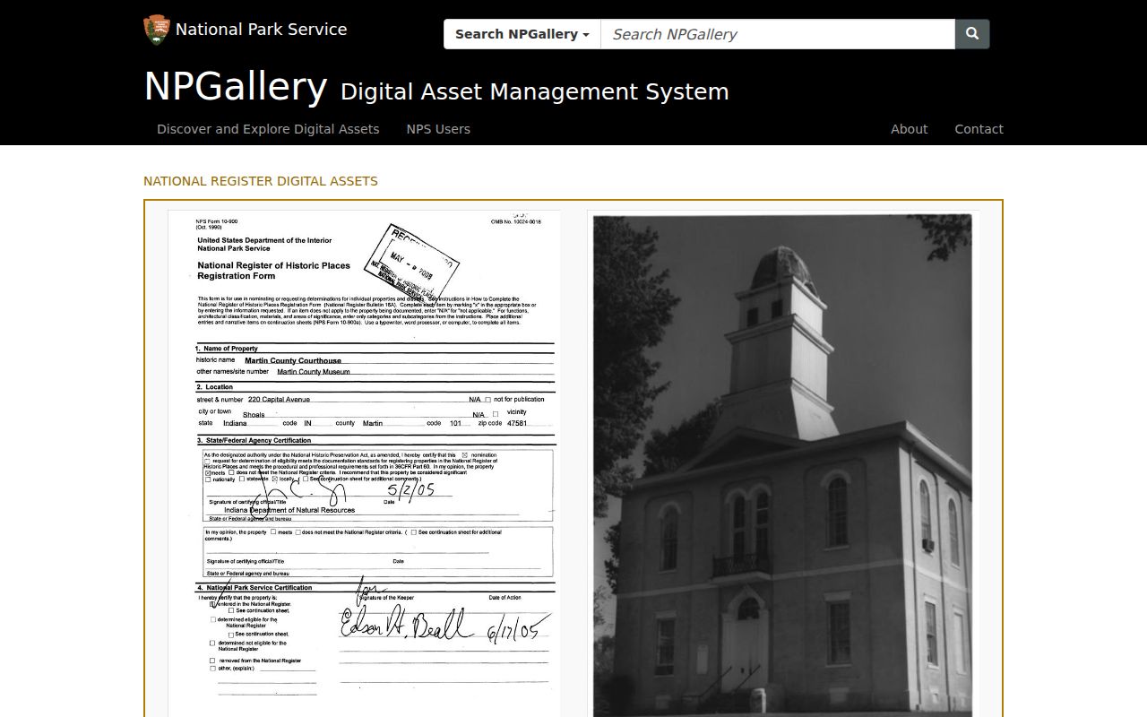 National Register record for the historic Martin County Courthouse