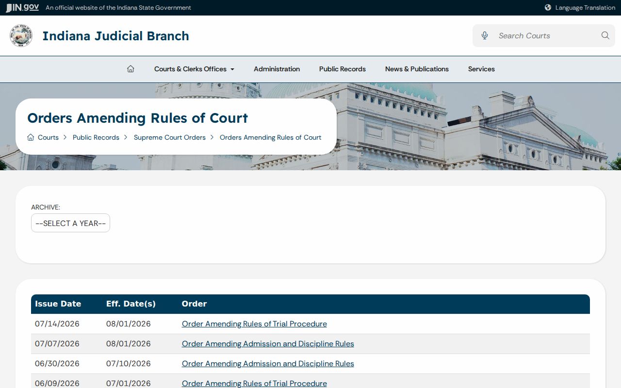 Martin County court records 2026 access rule orders