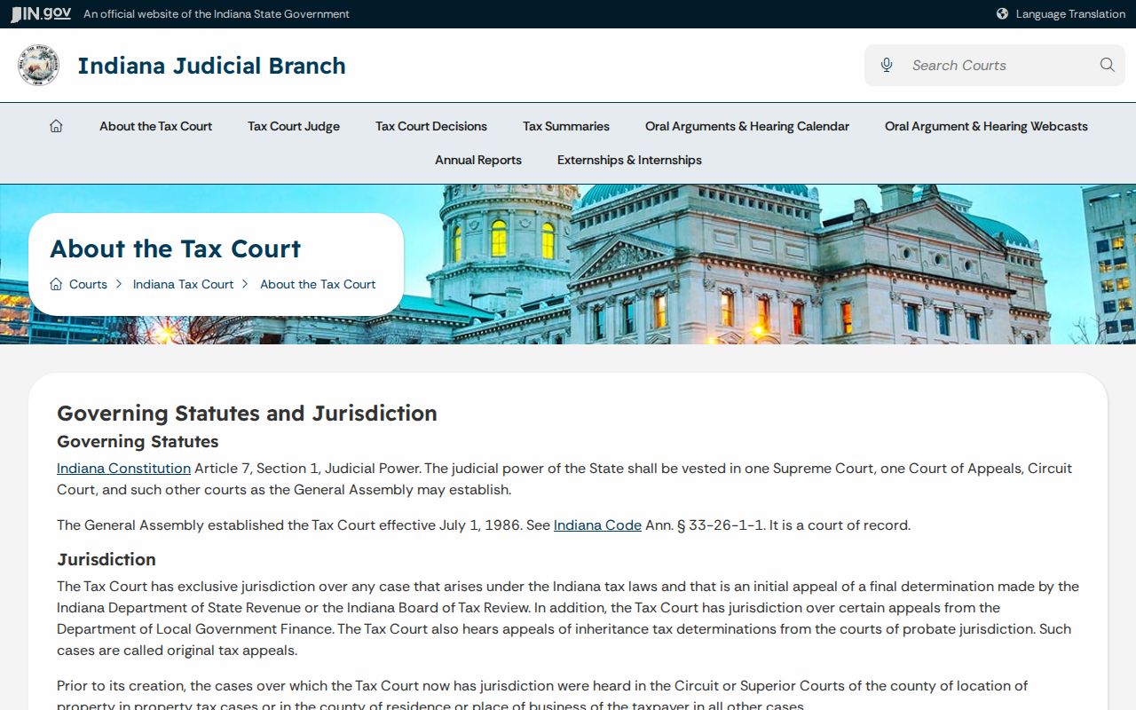Martin County court docket Indiana Tax Court route