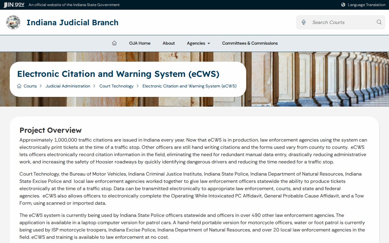 Shoals court docket and Indiana electronic citation system